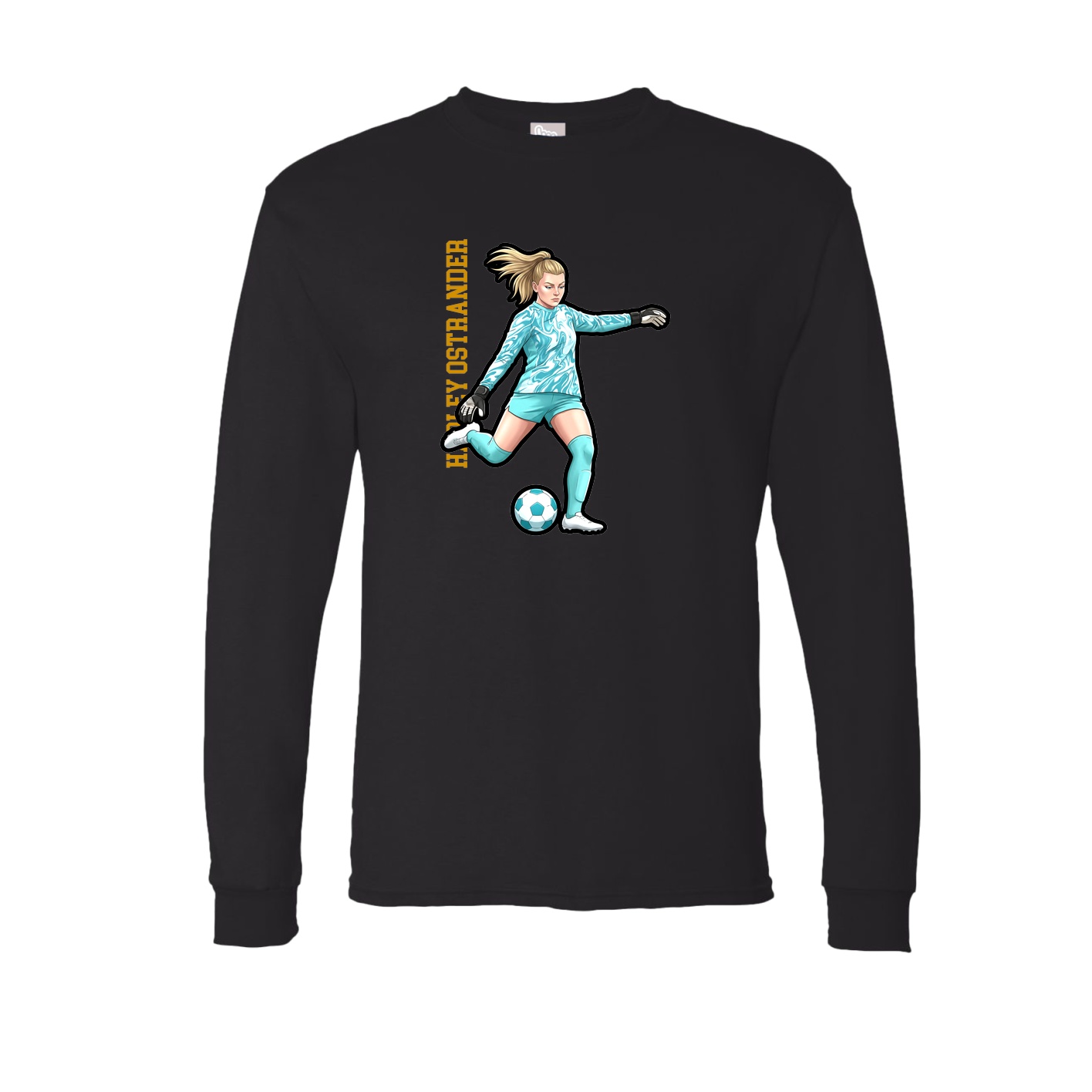Long Sleeve Tee — Name Vertical in Black