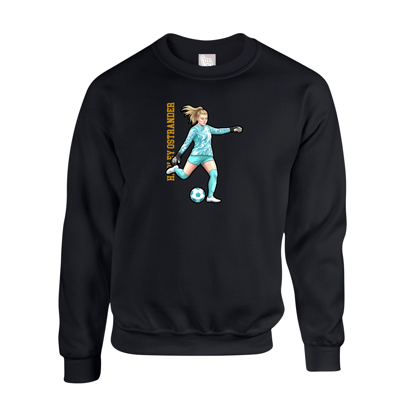 Fleece Crew — Name Vertical in Black