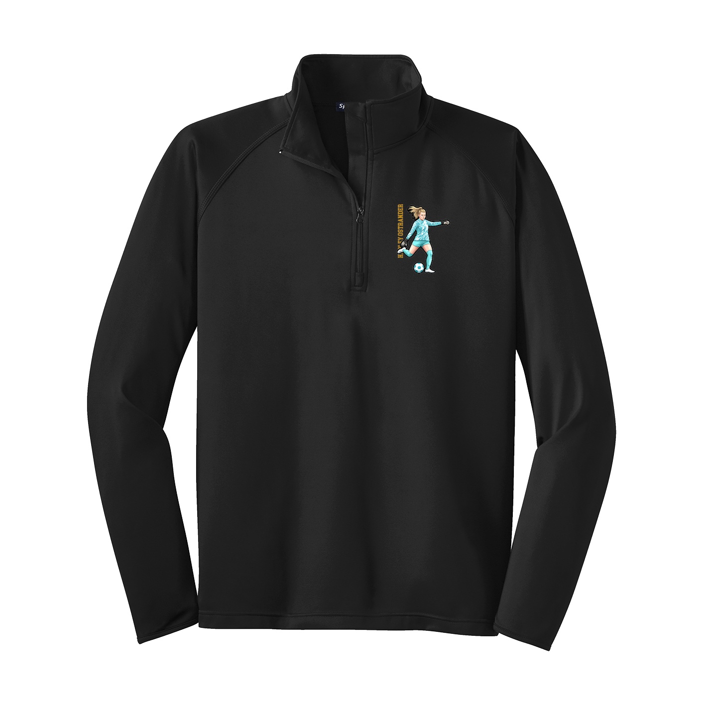 Q-Zip Pullover — Name Vertical in Black
