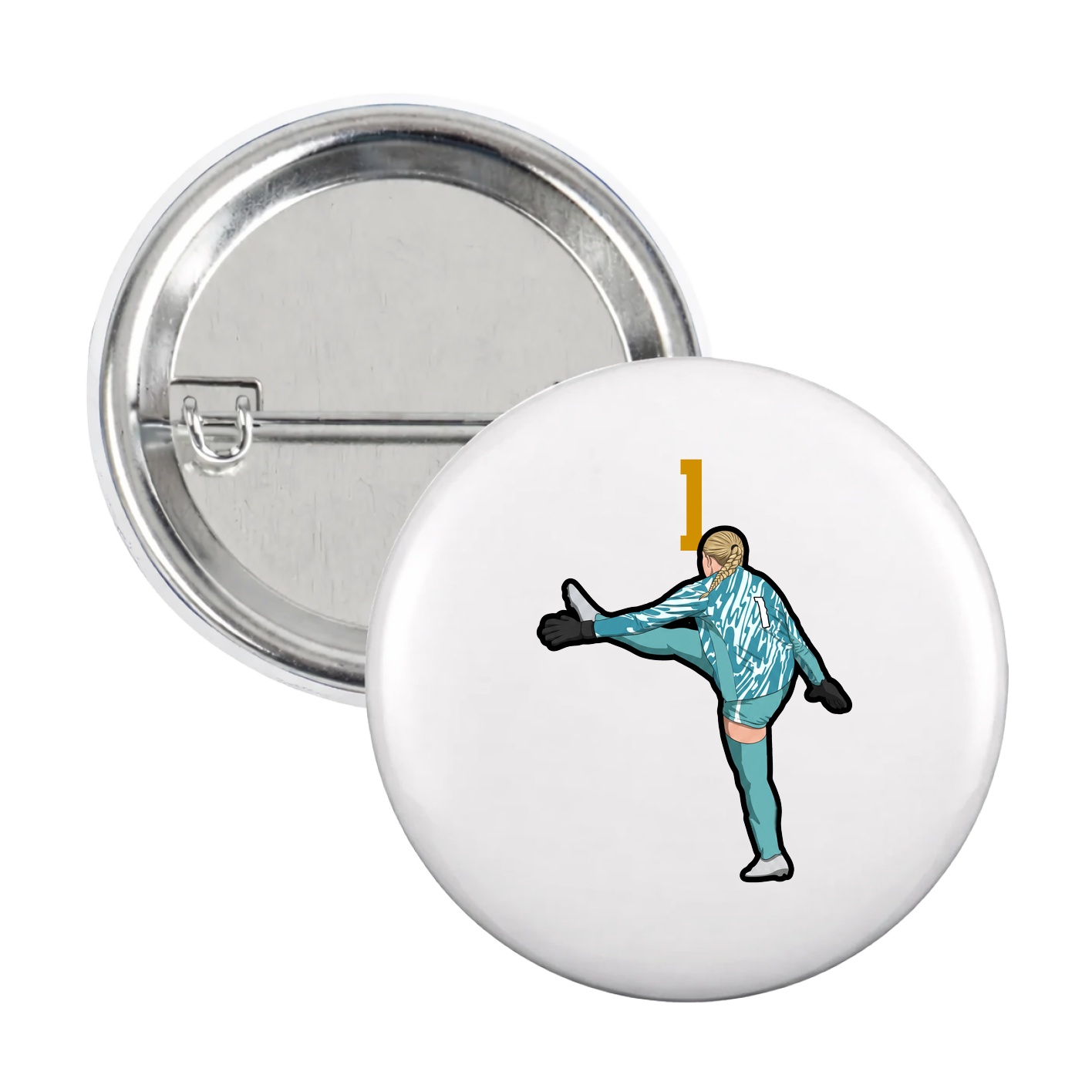 Game Day Button — Number Top in White