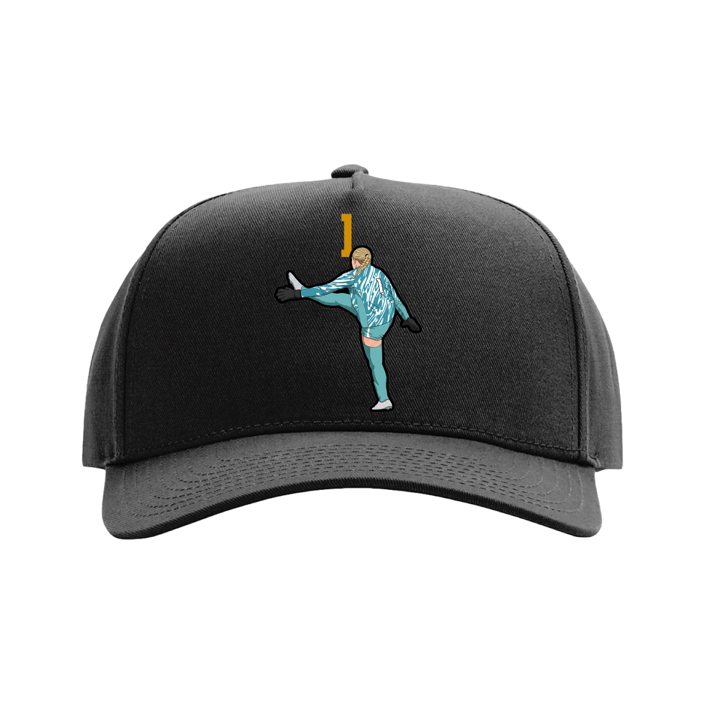 Full Fabric Five-Panel Champ Cap — Number Top in Black