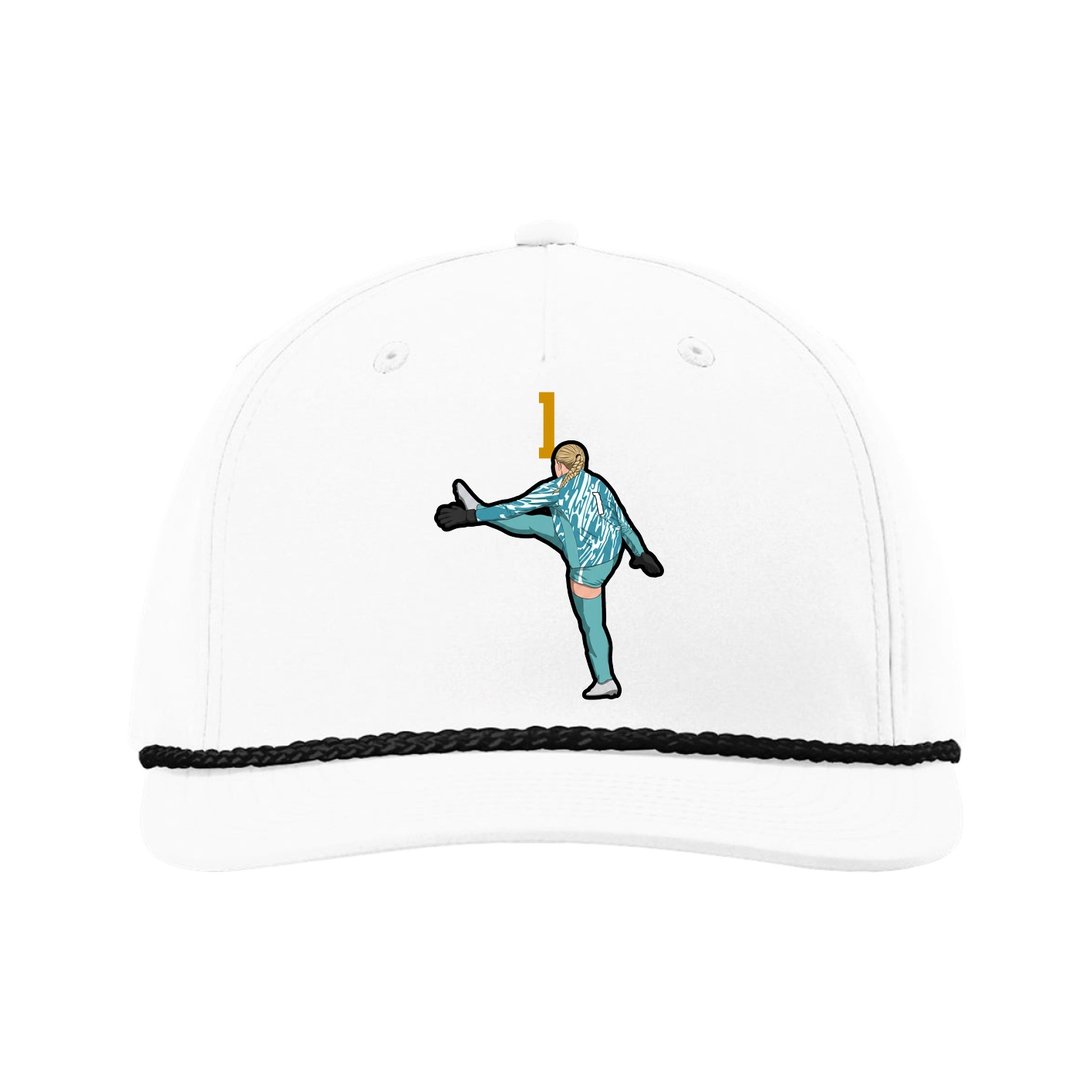 Five-Panel Classic Rope Cap — Number Top in White