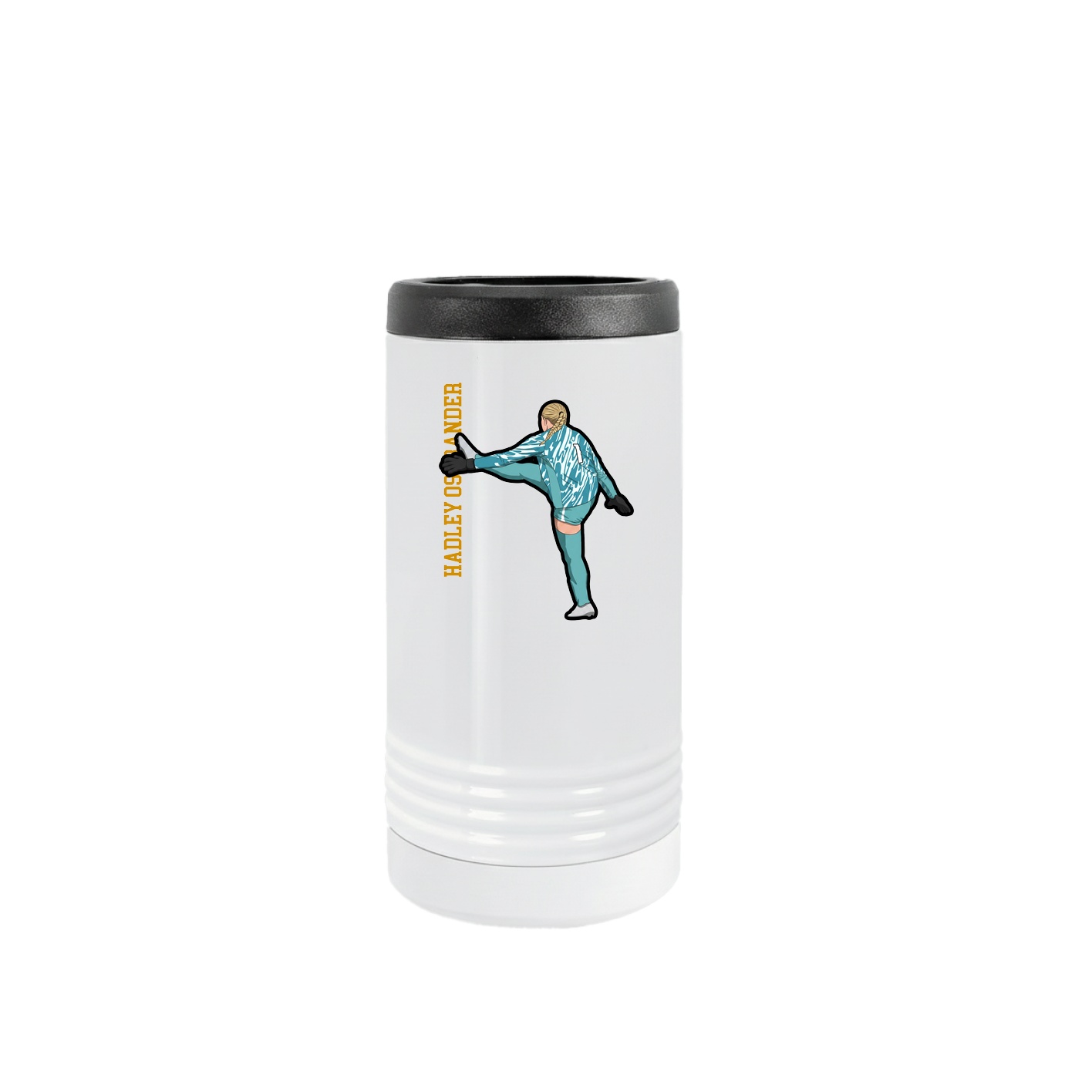 Slim Beverage Holder — Name Vertical in White