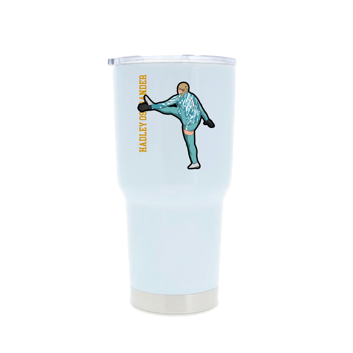 30oz Stainless Steel Tumbler — Name Vertical in White