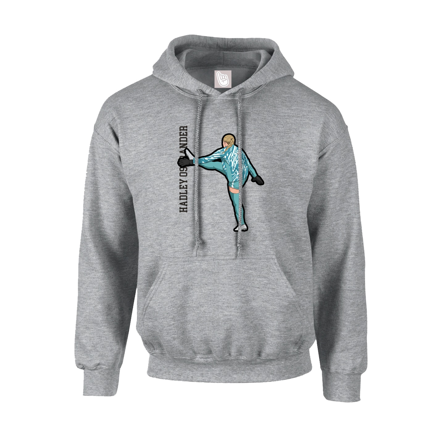 Hoodie — Name Vertical in Grey