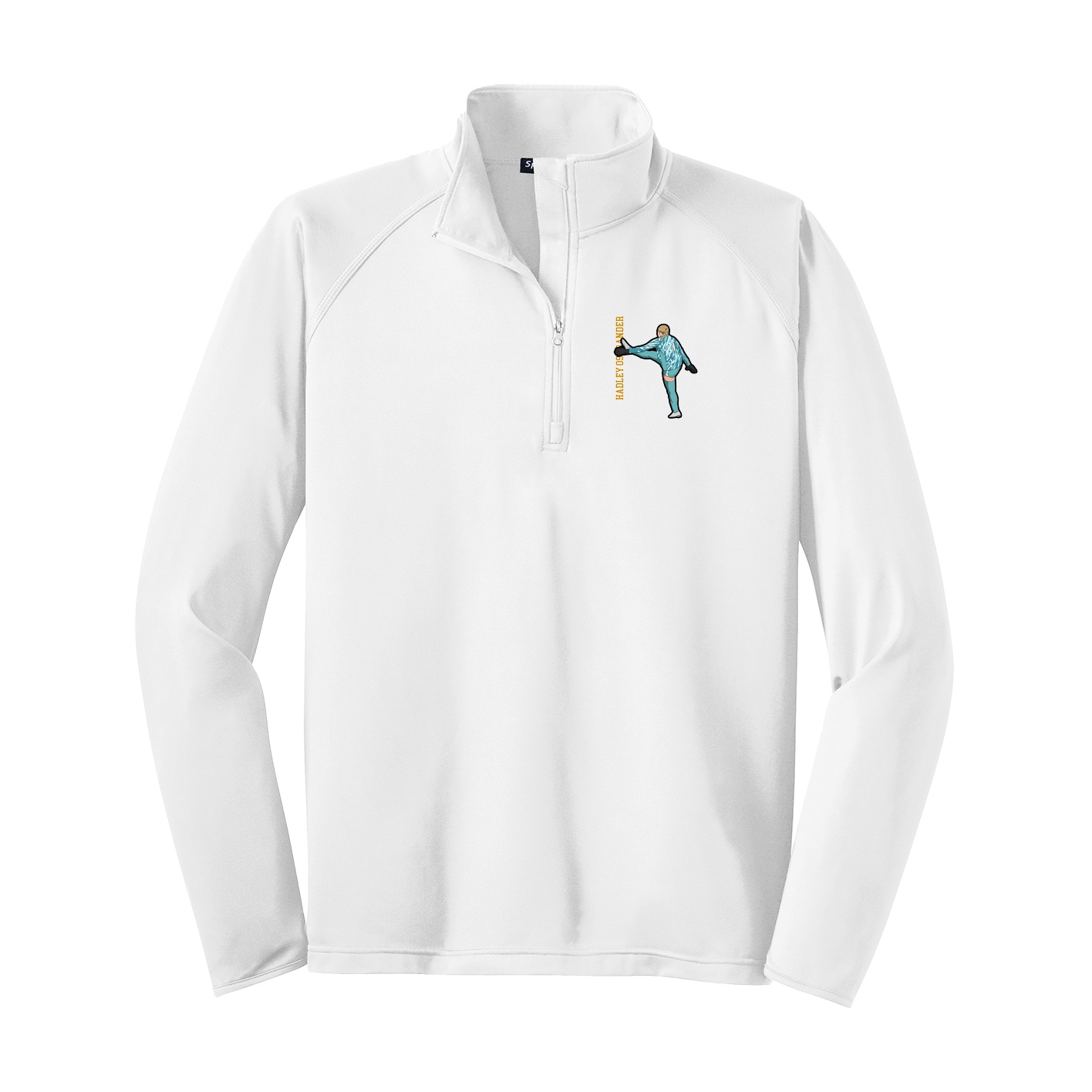 Q-Zip Pullover — Name Vertical in White