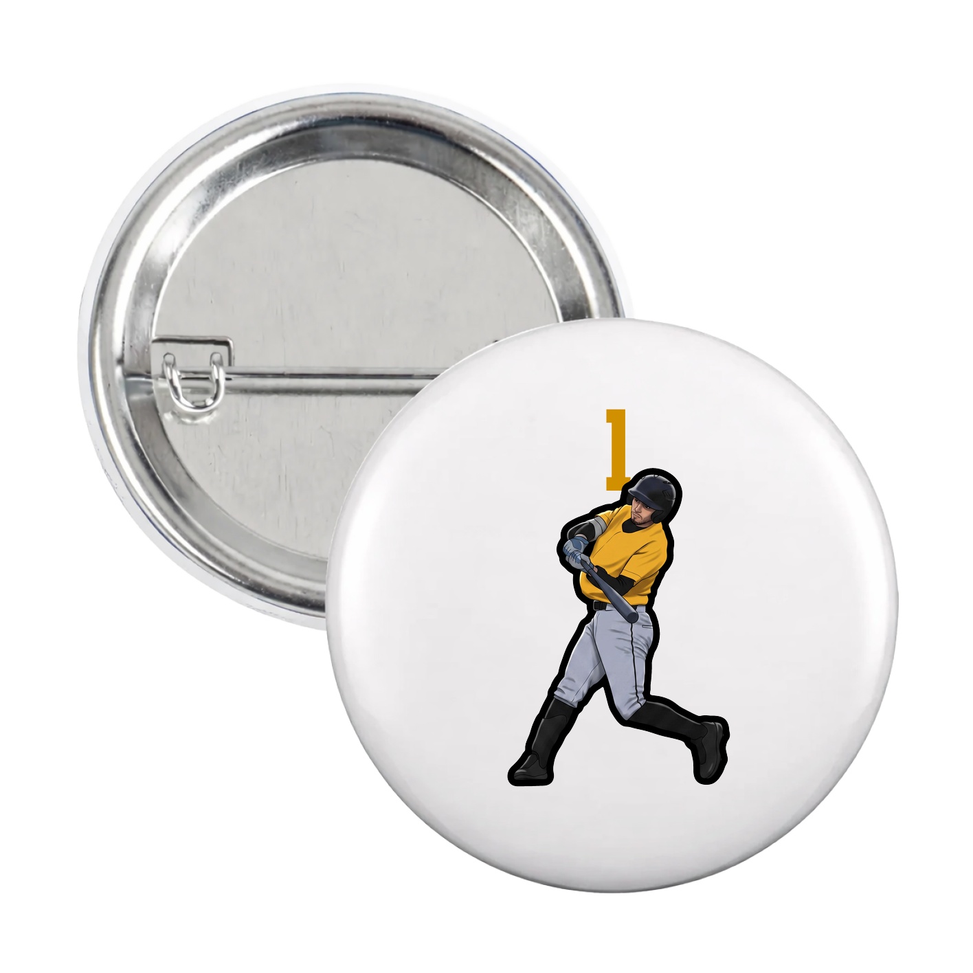 Game Day Button — Number Top in White