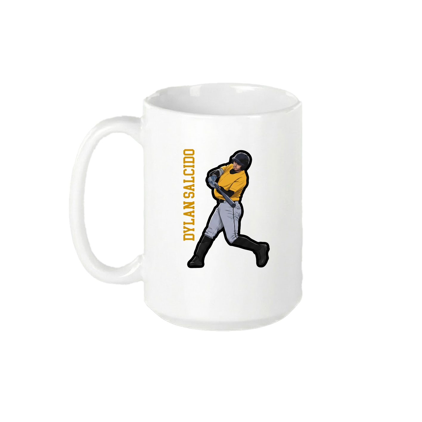 15oz Coffee Mug — Name Vertical in White