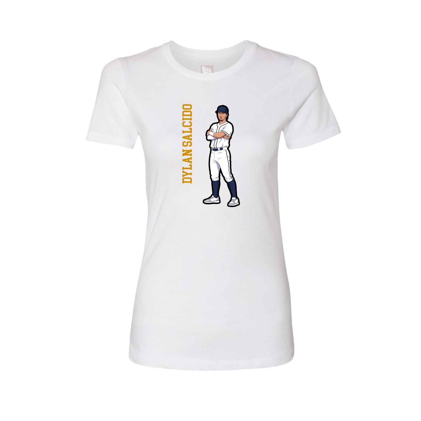 Fitted Women's Tee — Name Vertical in White