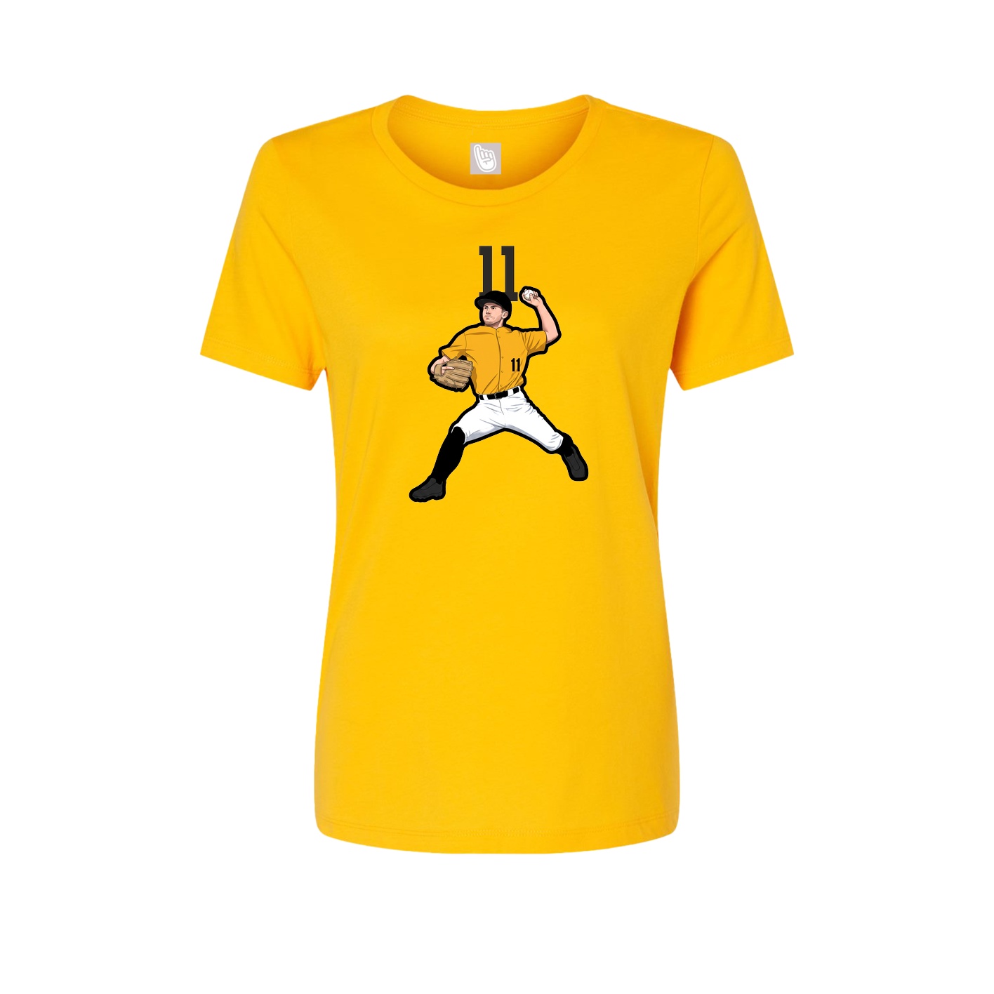 Fitted Women's Tee — Number Top in Gold
