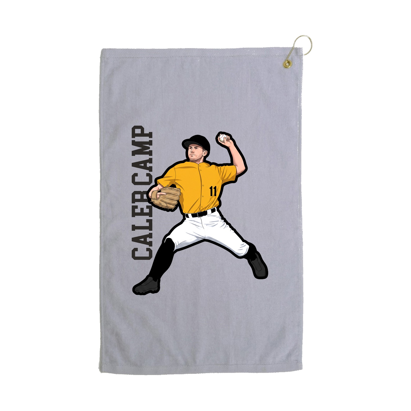 Golf Towel — Name Vertical in Grey