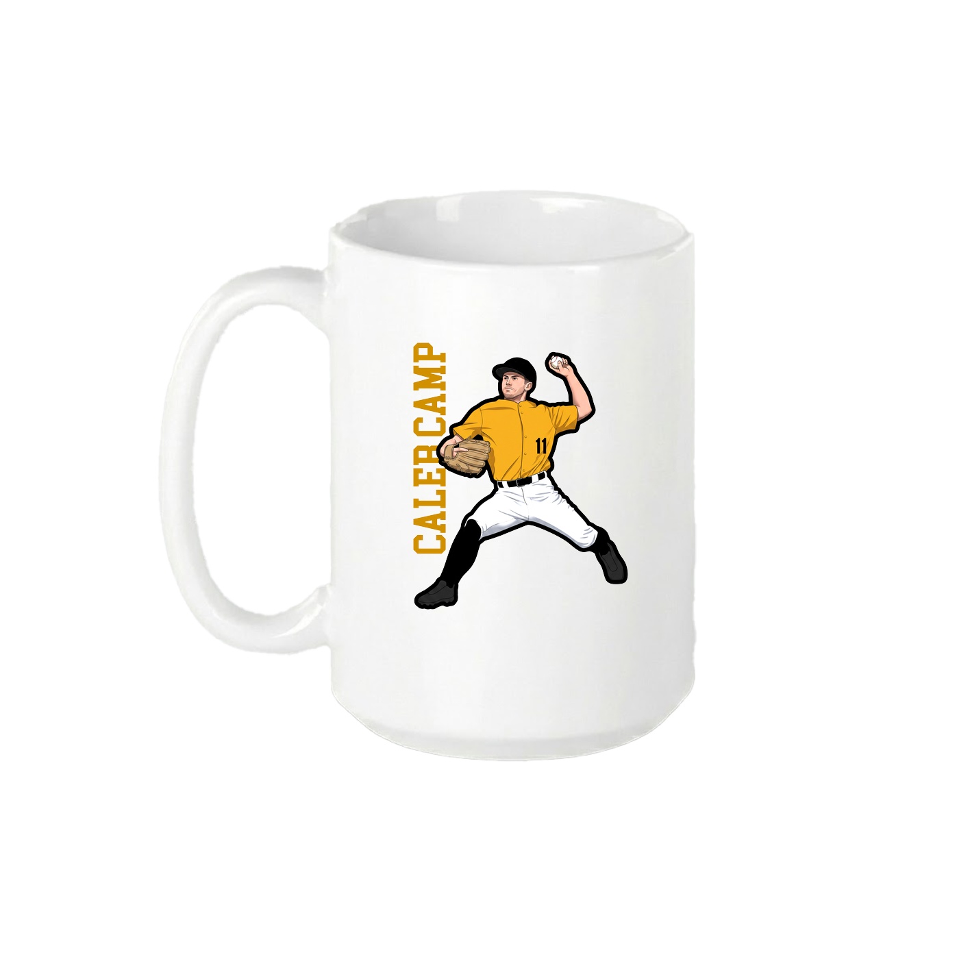 15oz Coffee Mug — Name Vertical in White