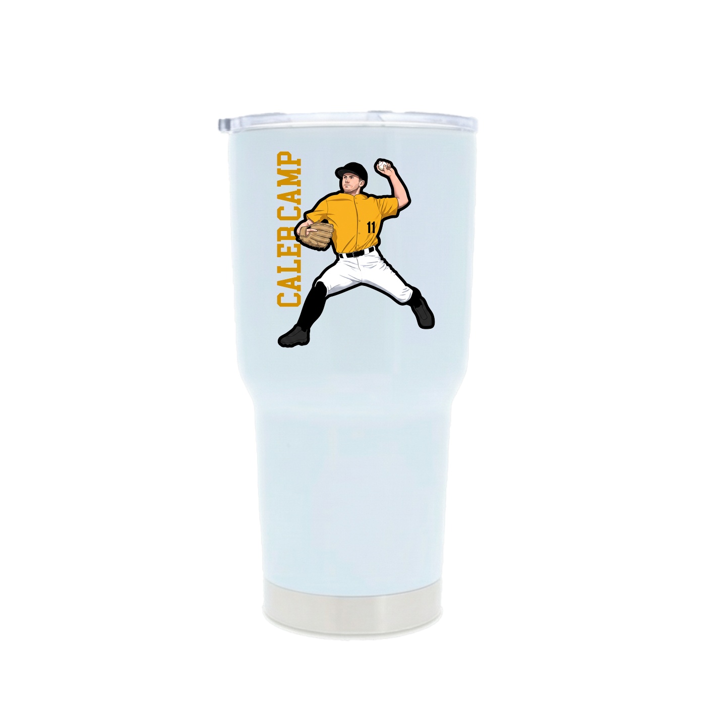 30oz Stainless Steel Tumbler — Name Vertical in White