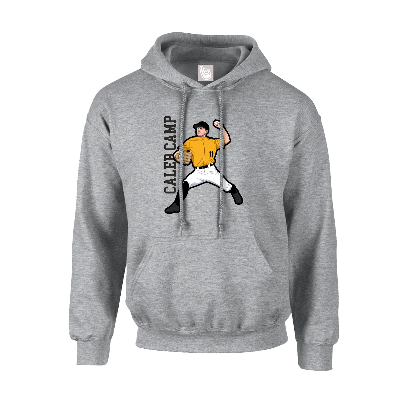 Youth Hoodie — Name Vertical in Grey