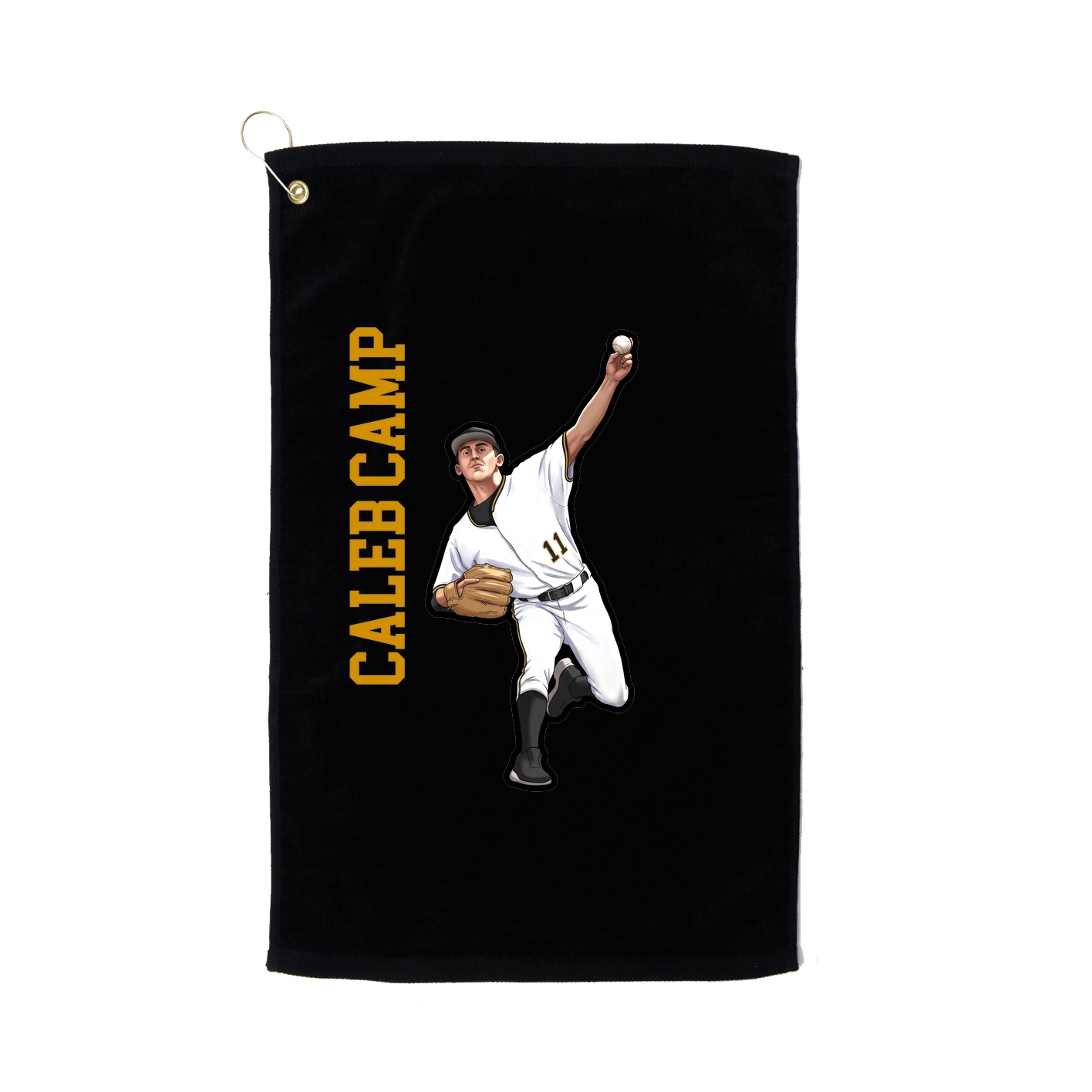 Golf Towel — Name Vertical in Black