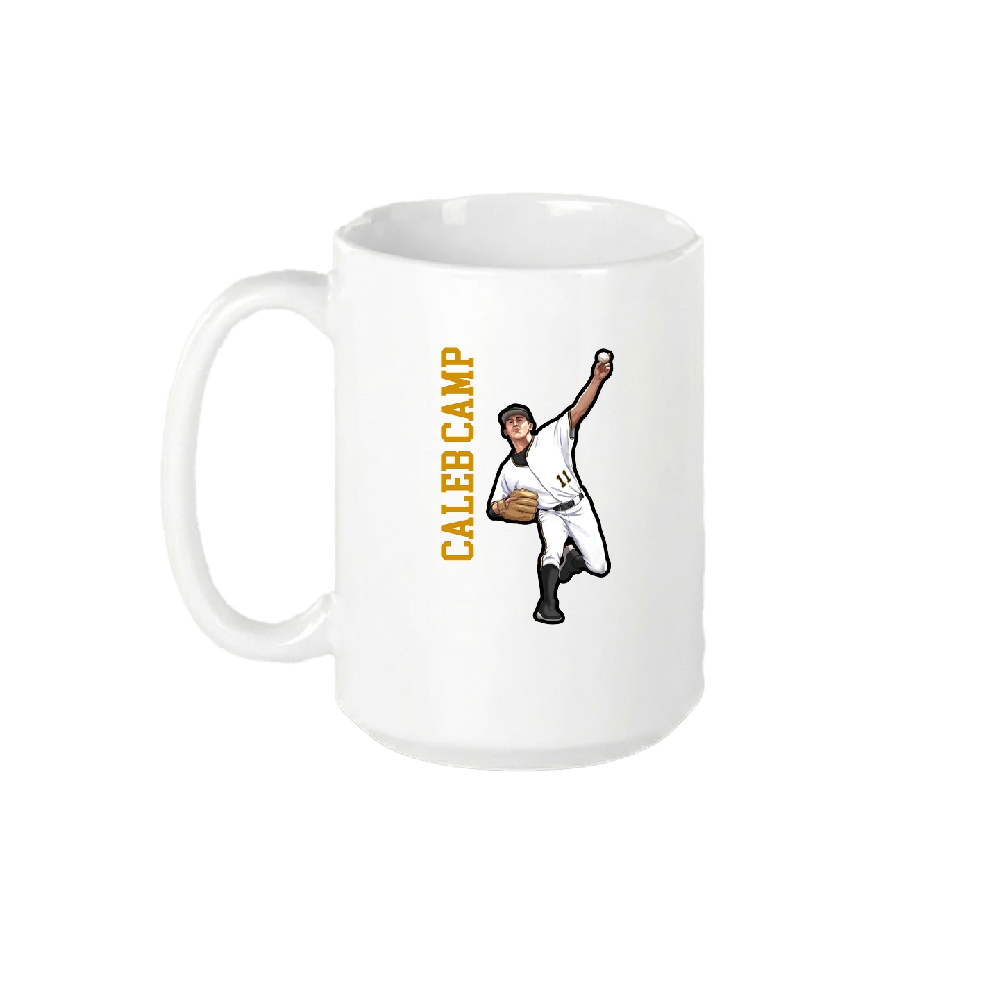 15oz Coffee Mug — Name Vertical in White