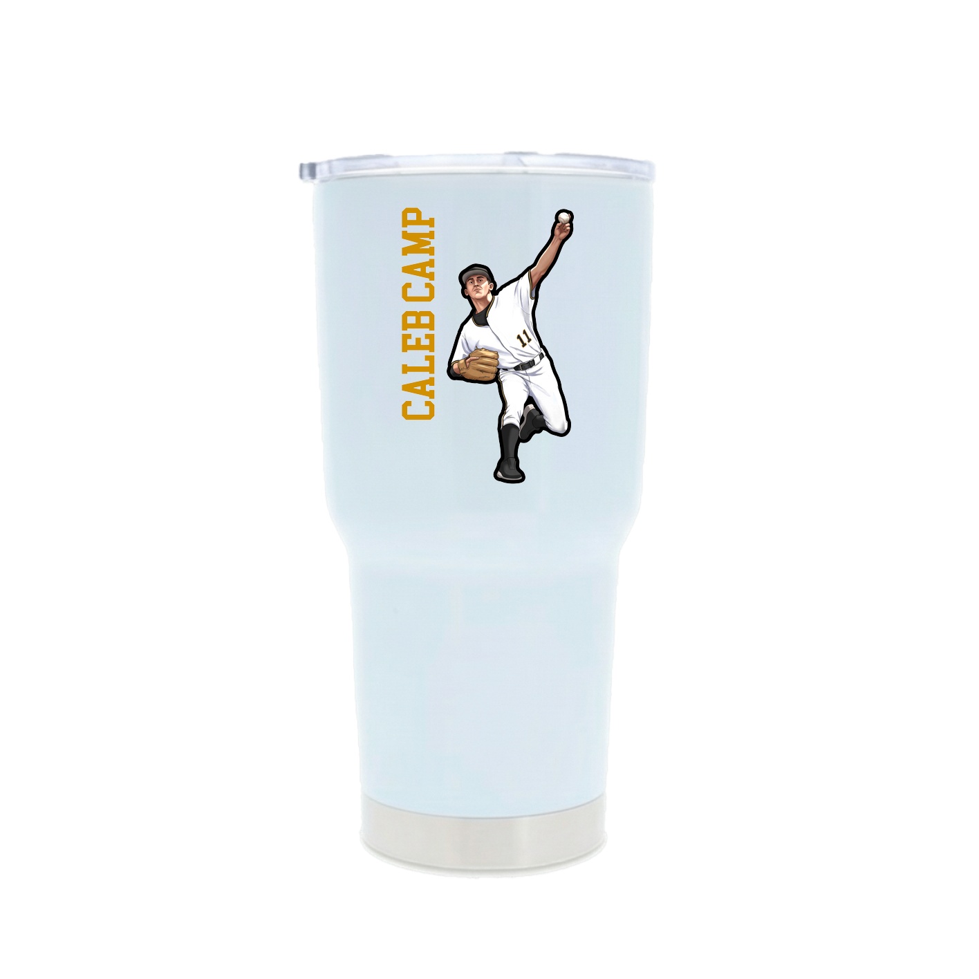 30oz Stainless Steel Tumbler — Name Vertical in White