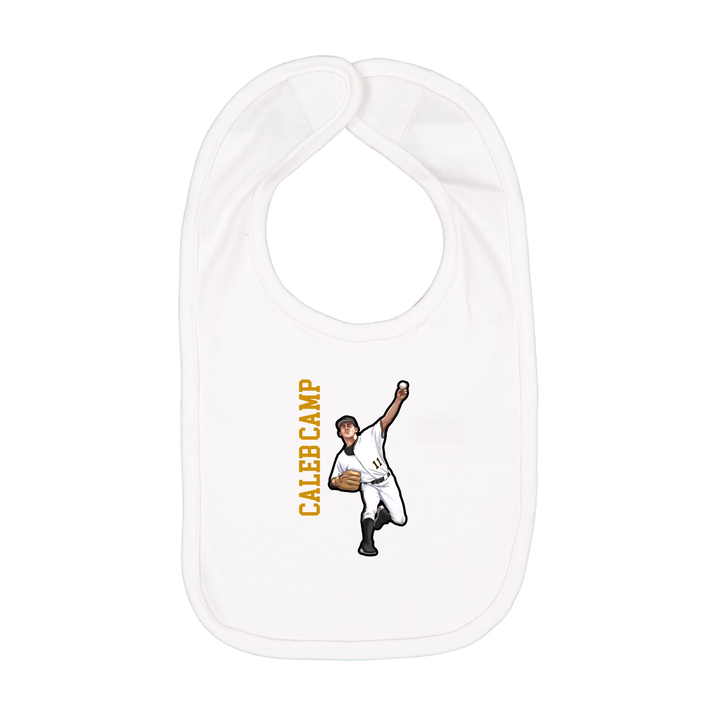 Infant Bib — Name Vertical in White