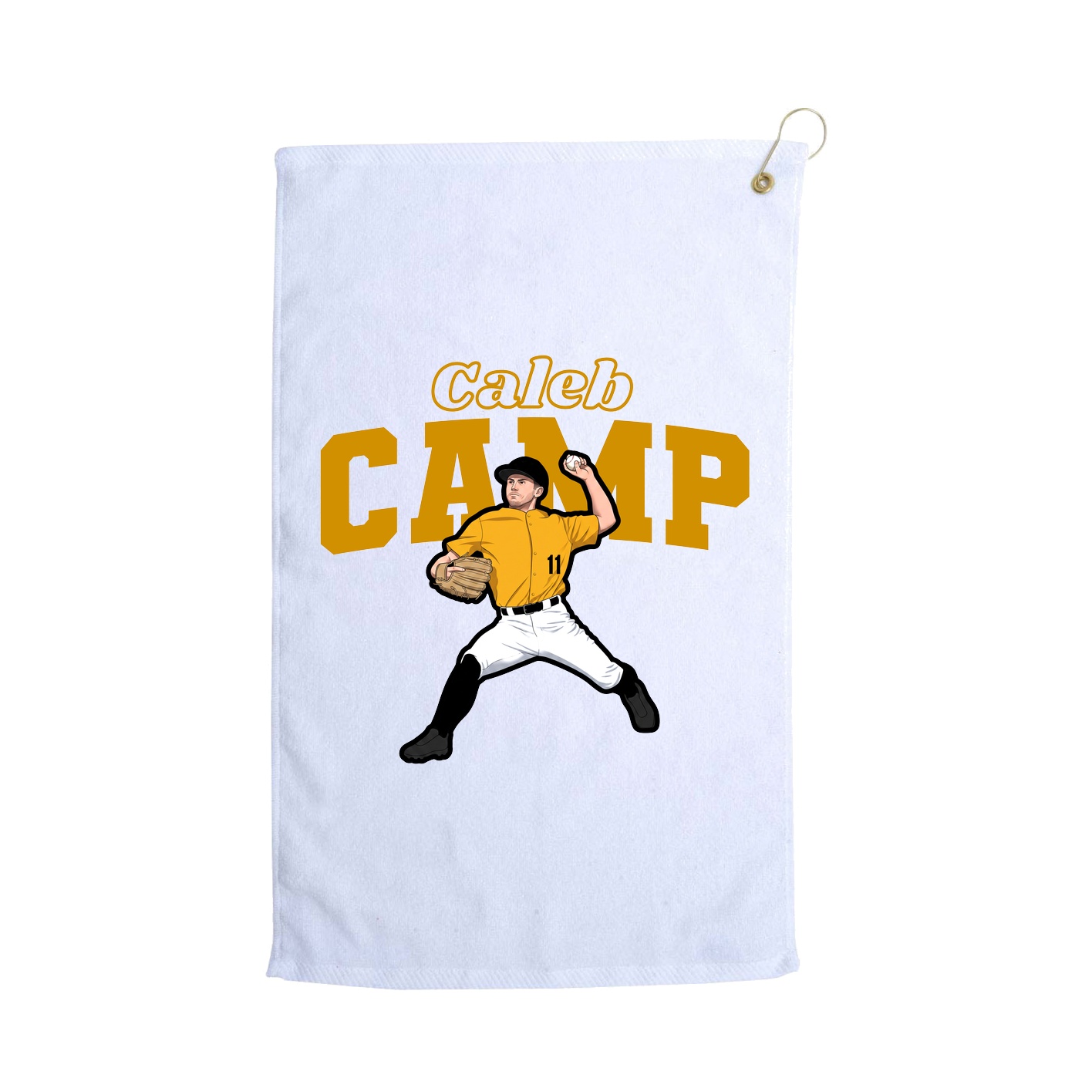 Golf Towel — Name Arch in White