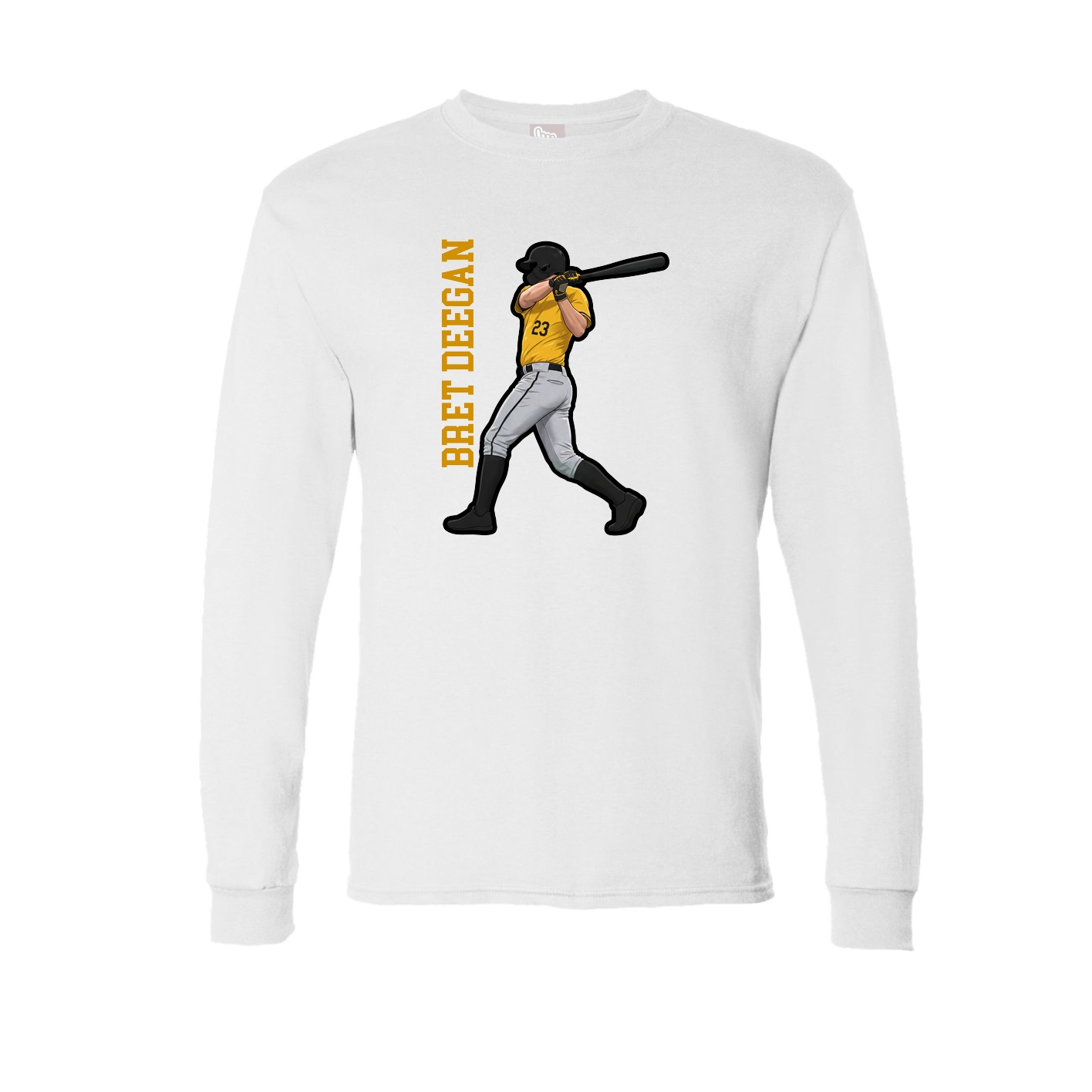 Long Sleeve Tee — Name Vertical in White