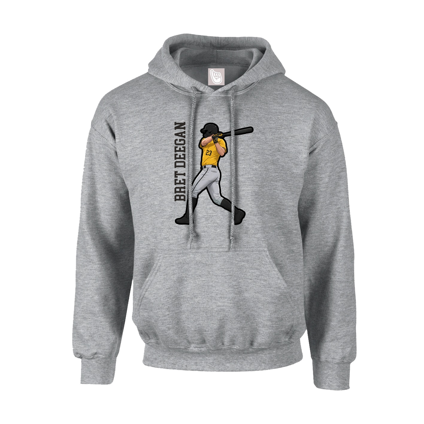 Hoodie — Name Vertical in Grey