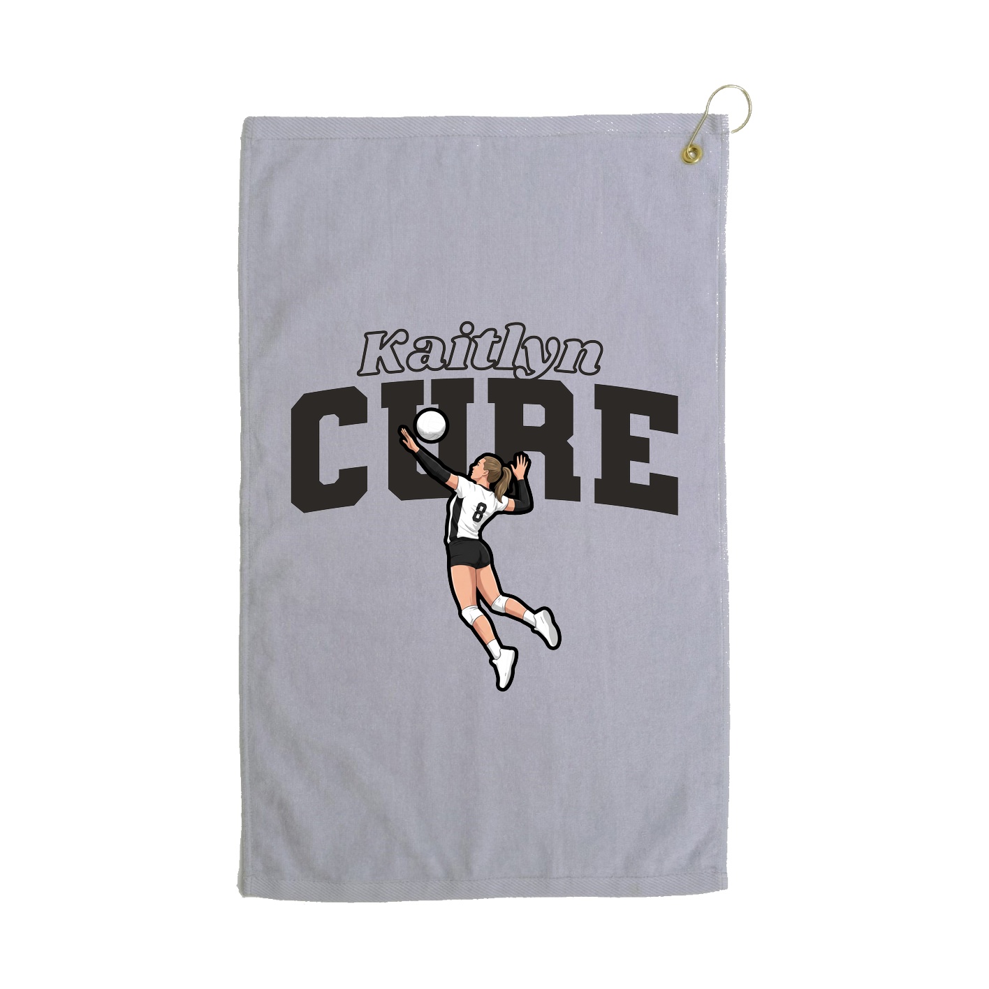 Golf Towel — Name Arch in Grey