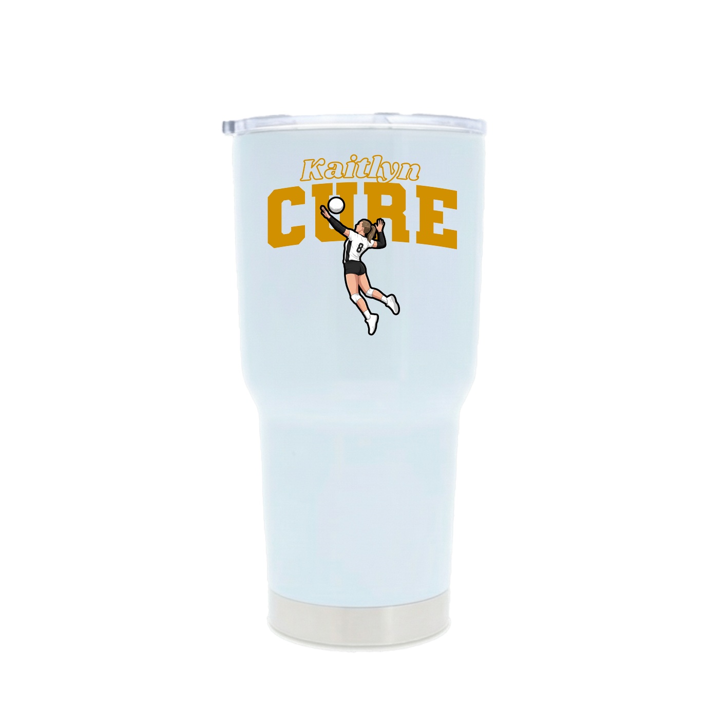 30oz Stainless Steel Tumbler — Name Arch in White