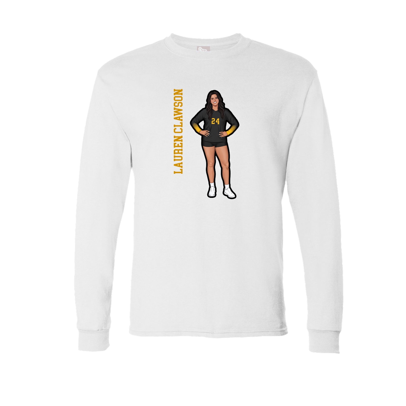 Long Sleeve Tee — Name Vertical in White