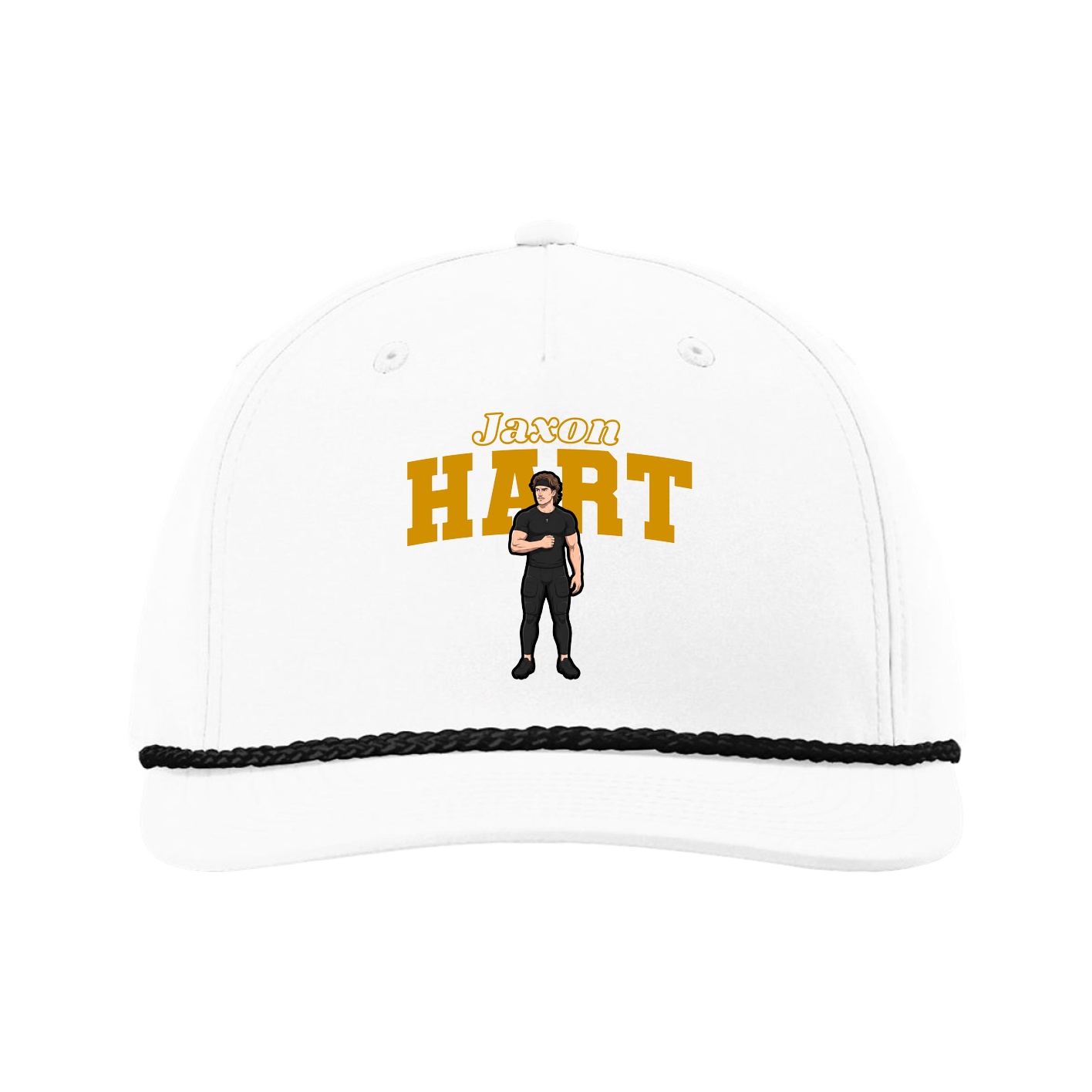 Five-Panel Classic Rope Cap — Name Arch in White