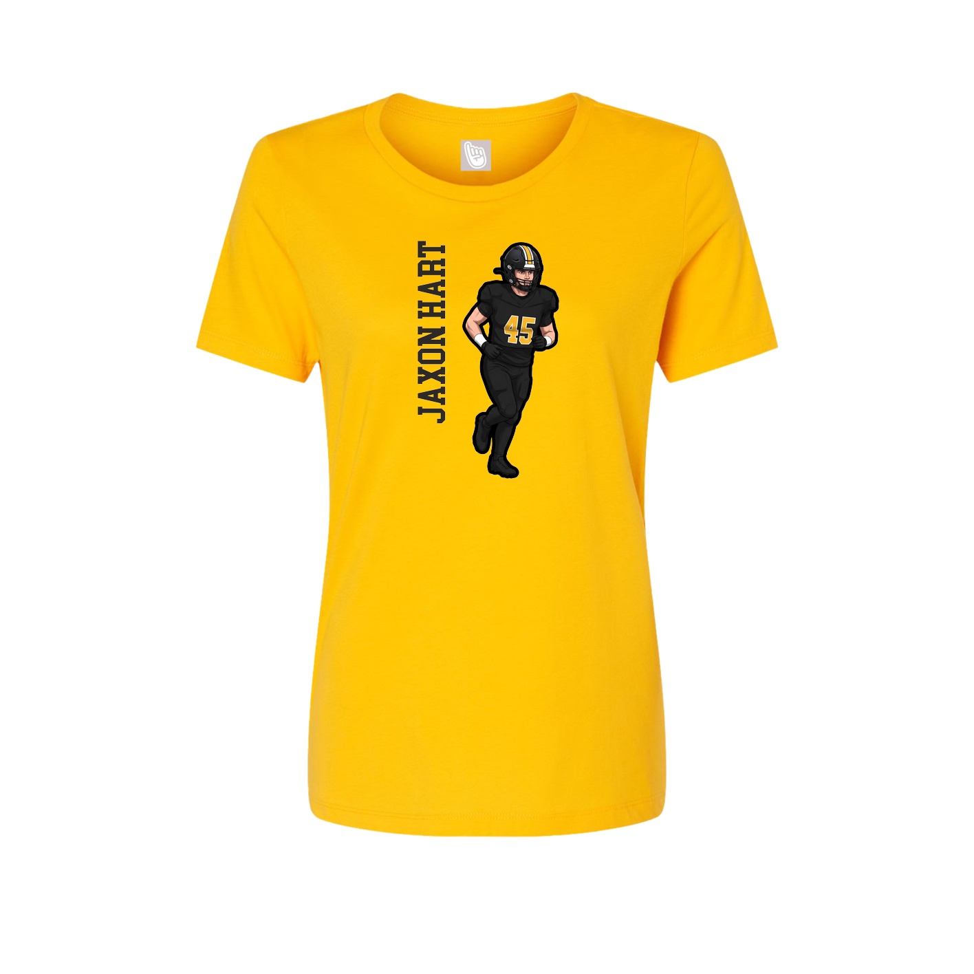 Fitted Women's Tee — Name Vertical in Gold