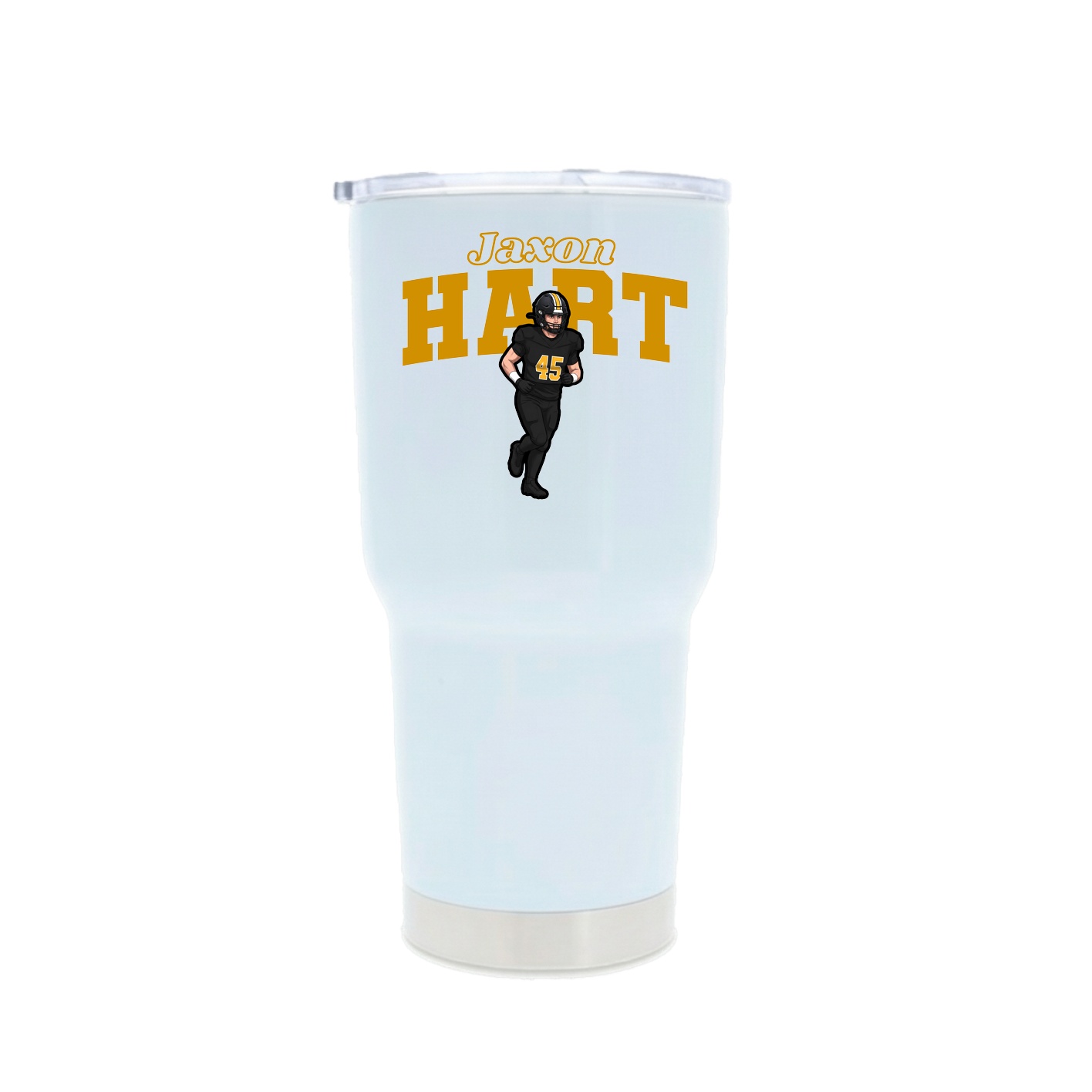 30oz Stainless Steel Tumbler — Name Arch in White