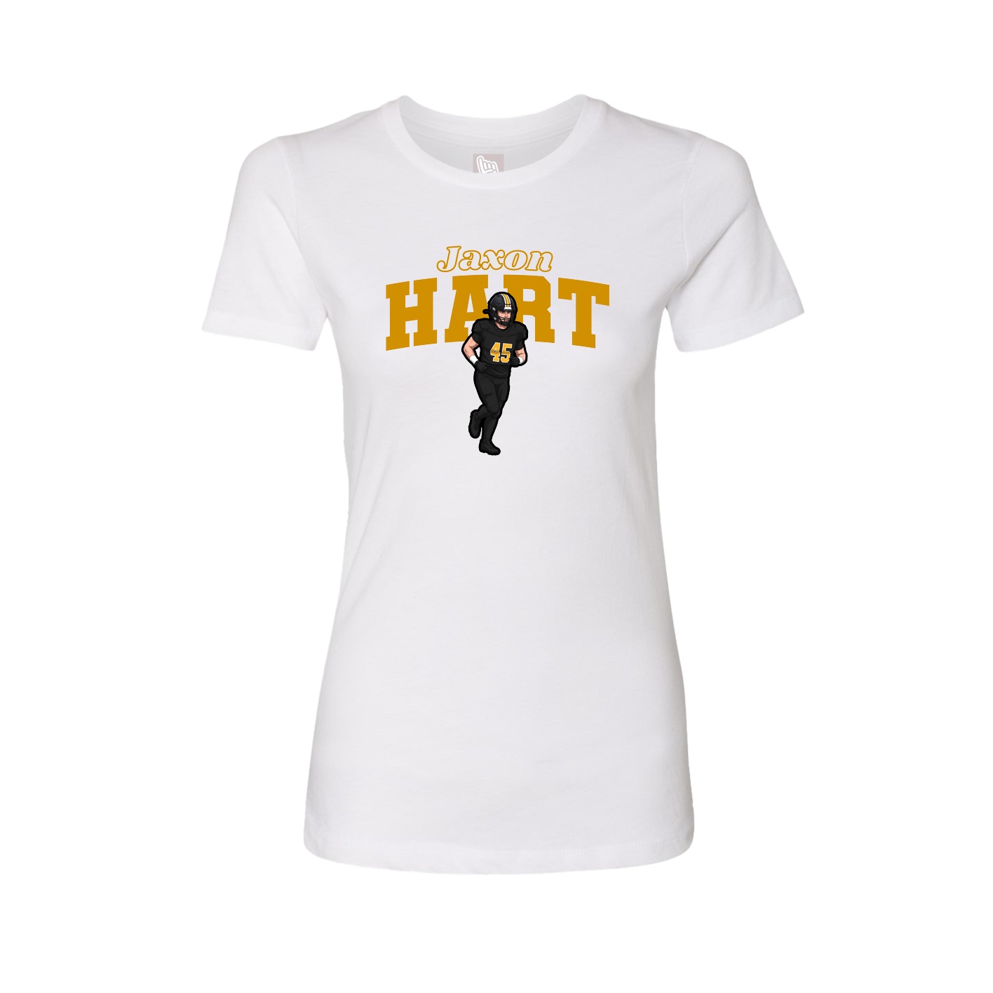 Fitted Women's Tee — Name Arch in White