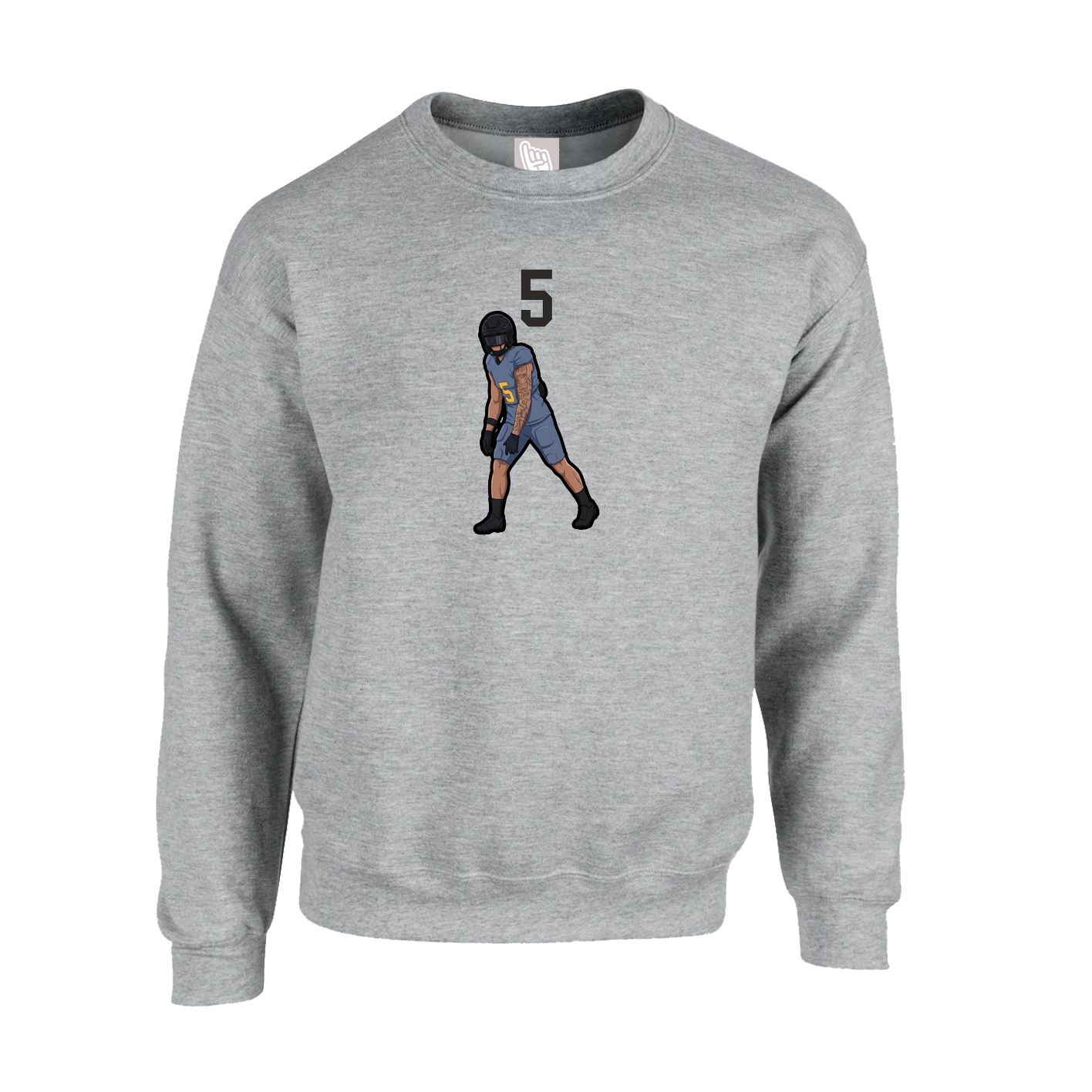 Fleece Crew — Number Top in Grey