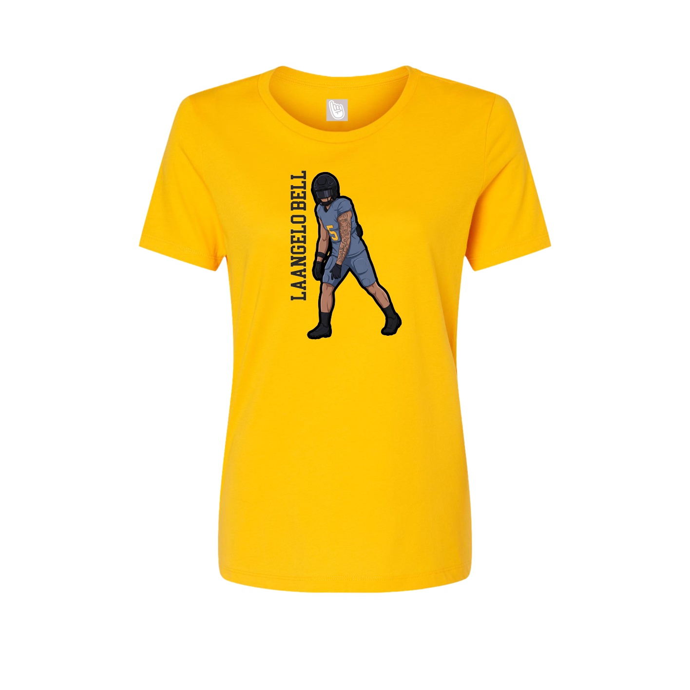 Fitted Women's Tee — Name Vertical in Gold