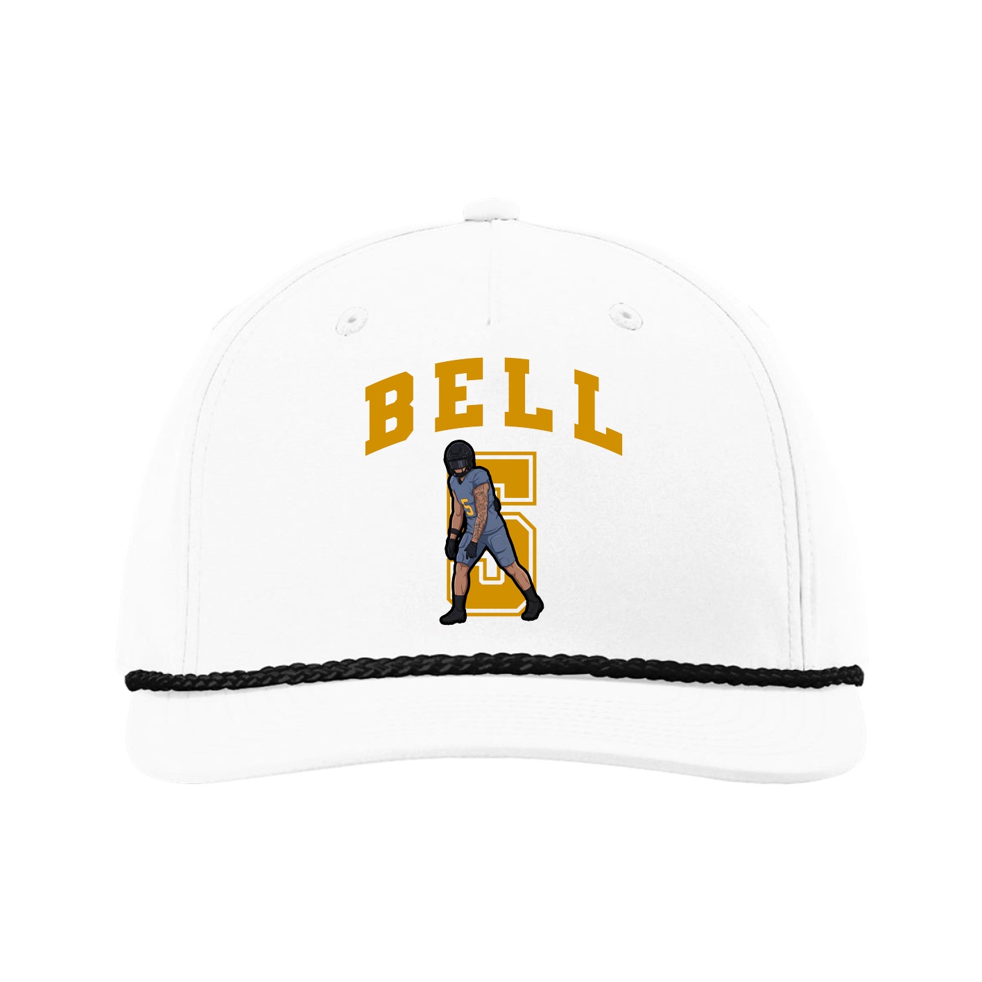 Five-Panel Classic Rope Cap — Number in White