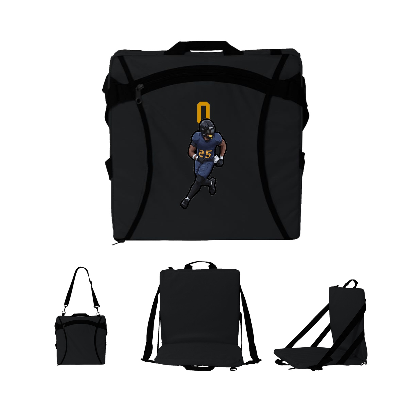 Folding Stadium Seat — Number Top in Black