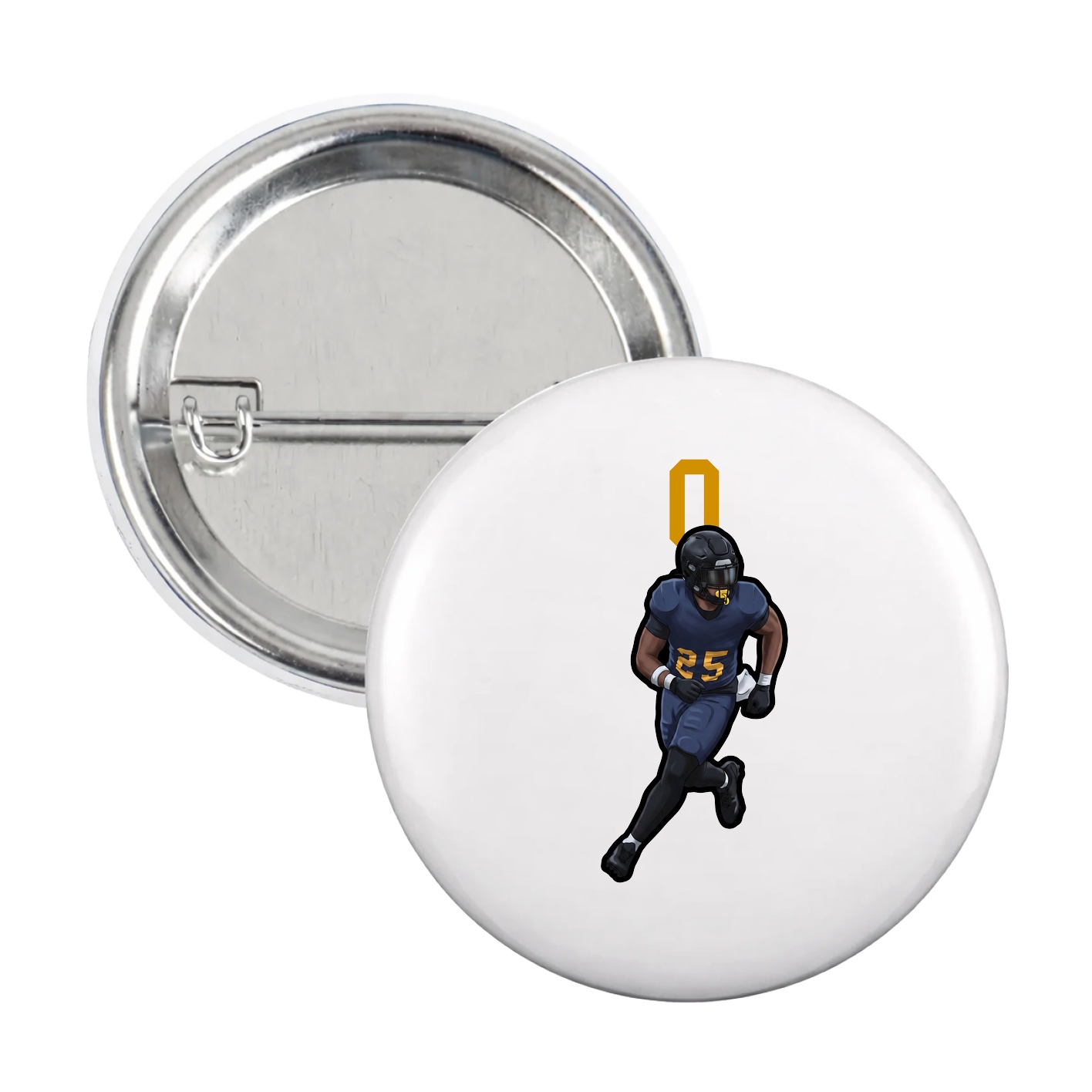 Game Day Button — Number Top in White