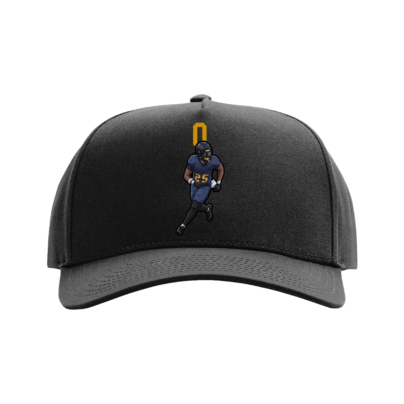 Full Fabric Five-Panel Champ Cap — Number Top in Black