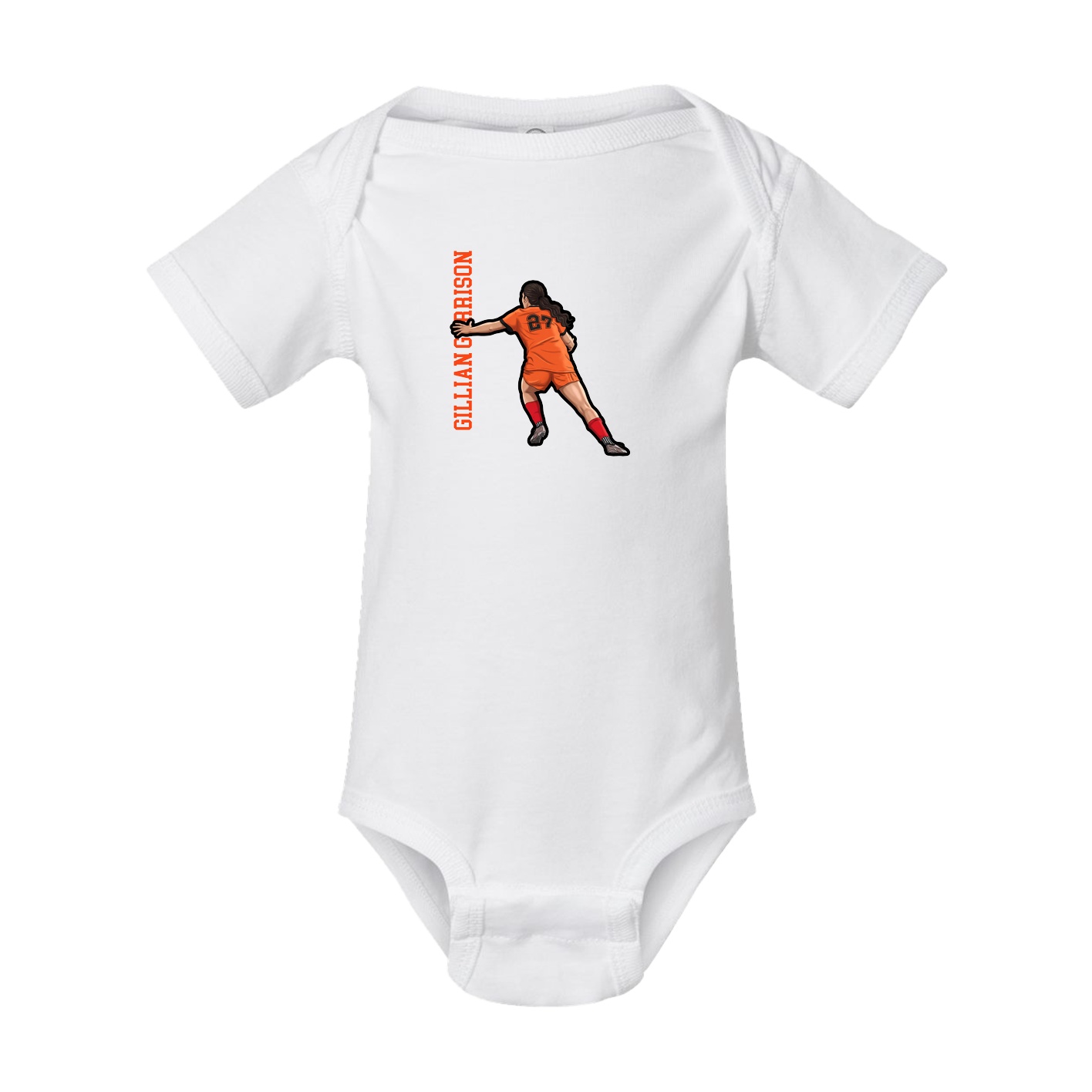 Baby Onesie — Name Vertical in White