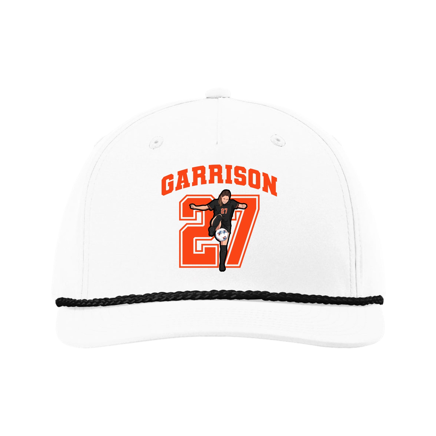 Five-Panel Classic Rope Cap — Number in White