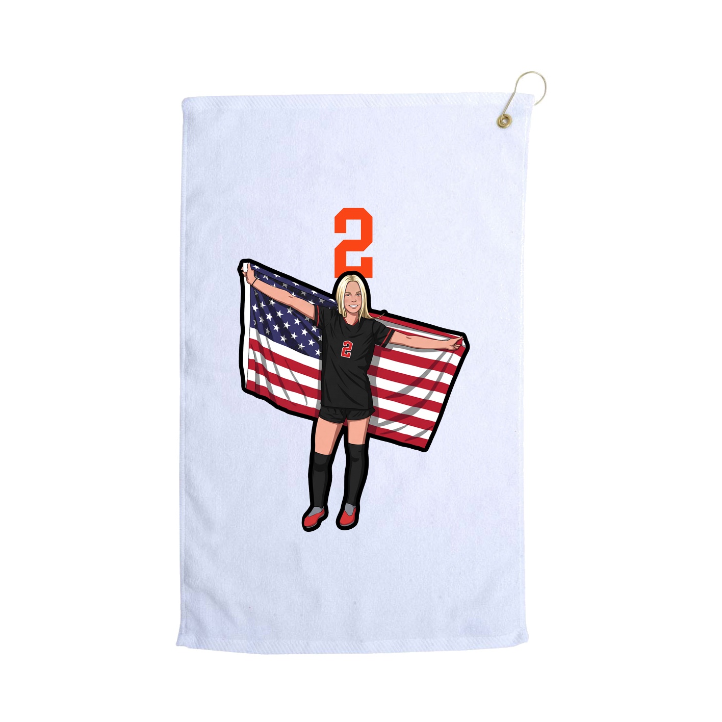 Golf Towel — Number Top in White