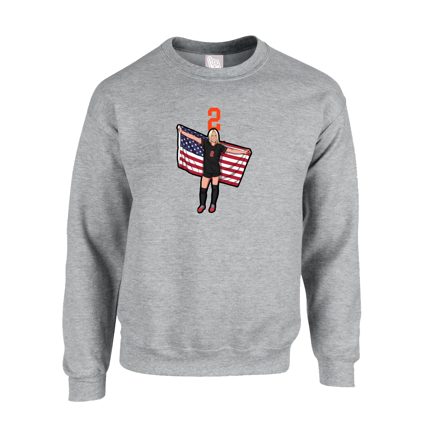 Fleece Crew — Number Top in Grey