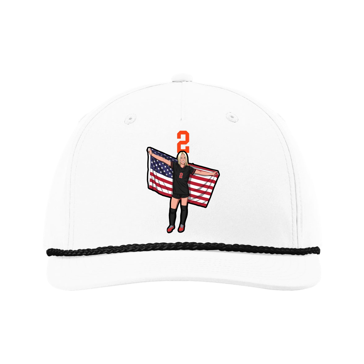 Five-Panel Classic Rope Cap — Number Top in White