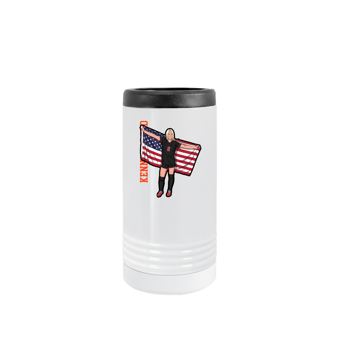 Slim Beverage Holder — Name Vertical in White