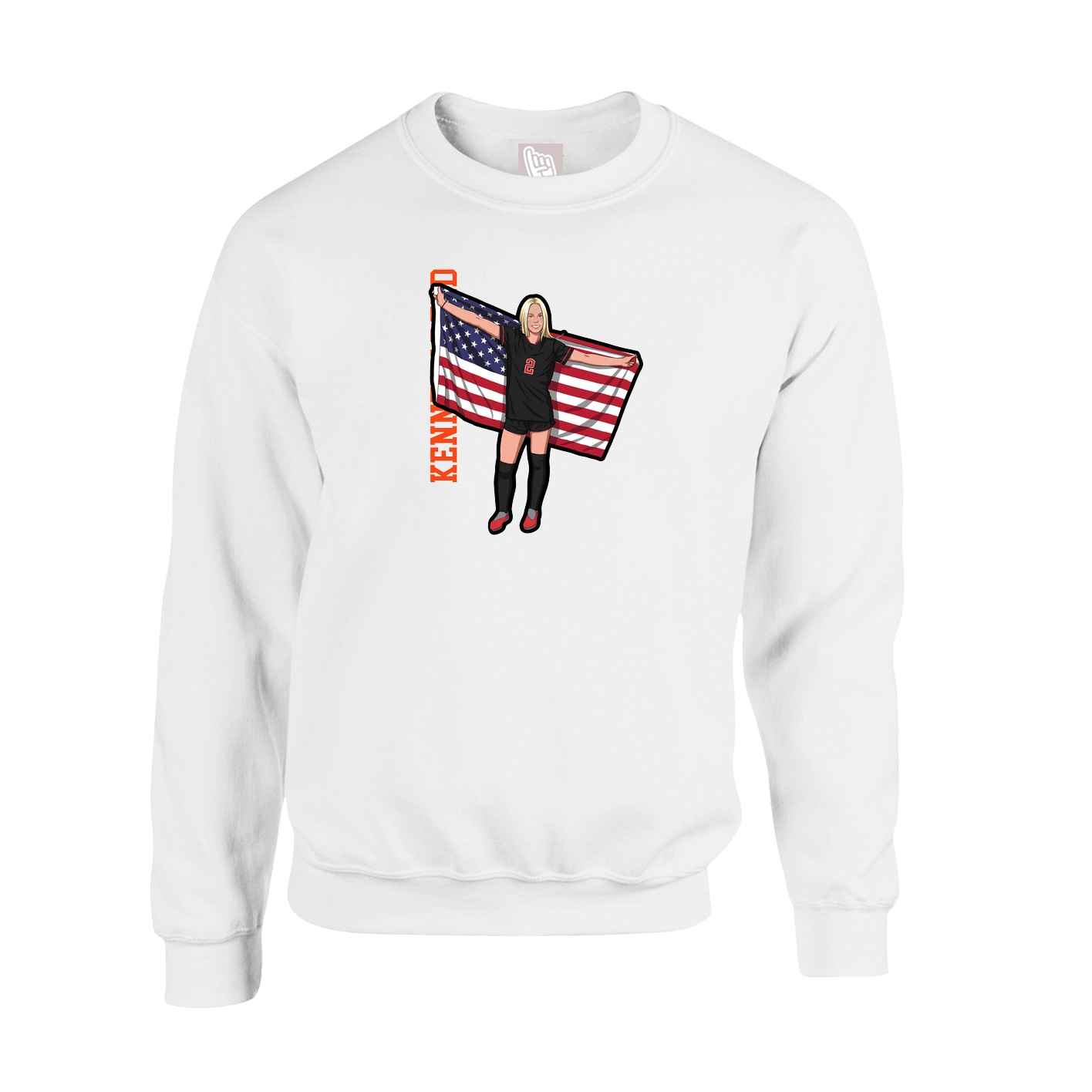 Fleece Crew — Name Vertical in White