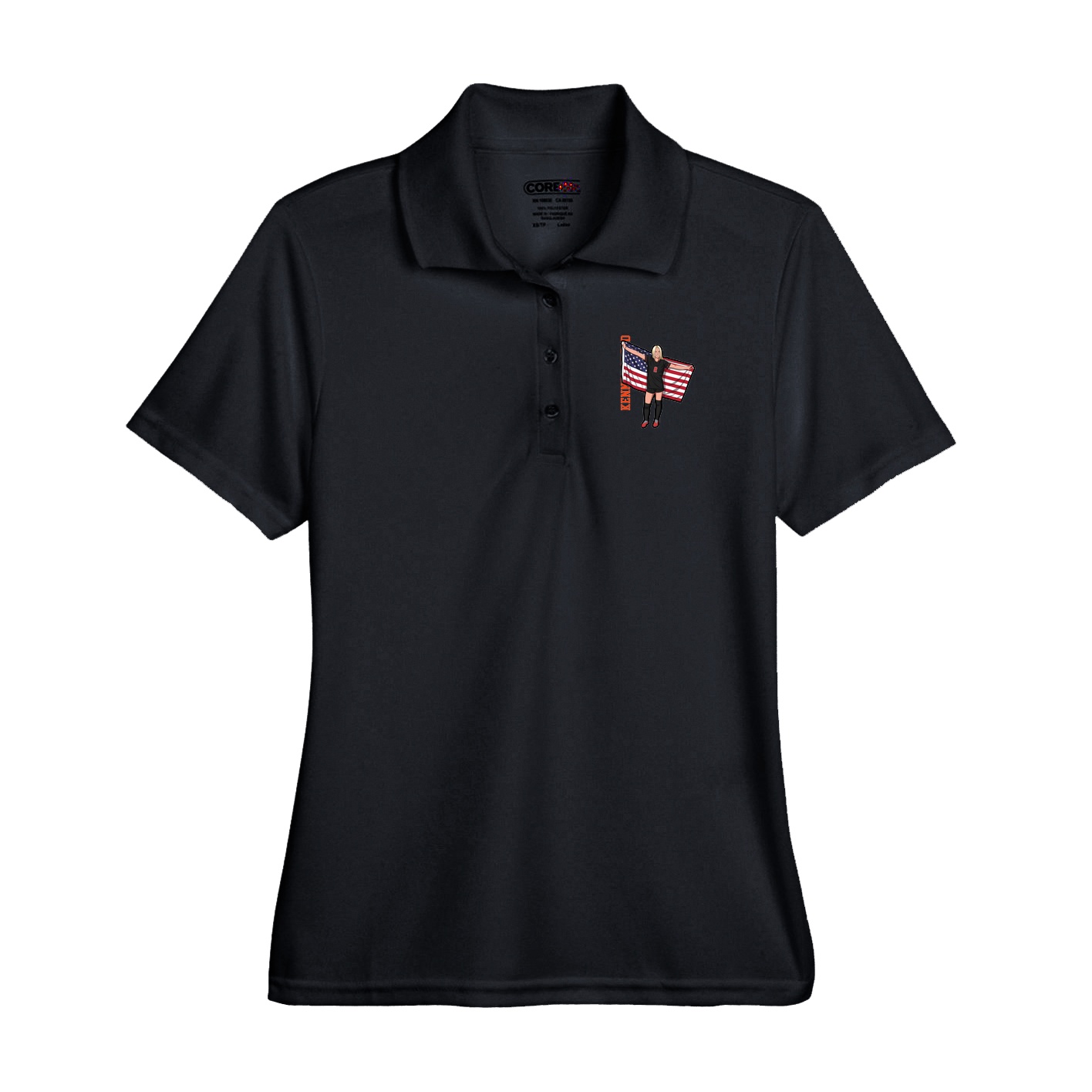 Performance Polo — Name Vertical in Black