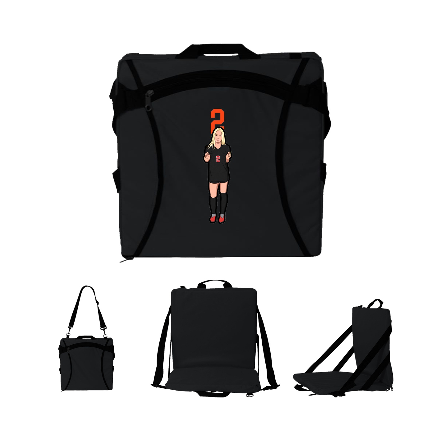 Folding Stadium Seat — Number Top in Black