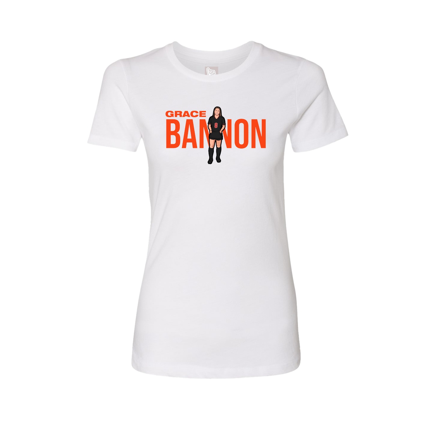 Fitted Women's Tee — Player Name in White
