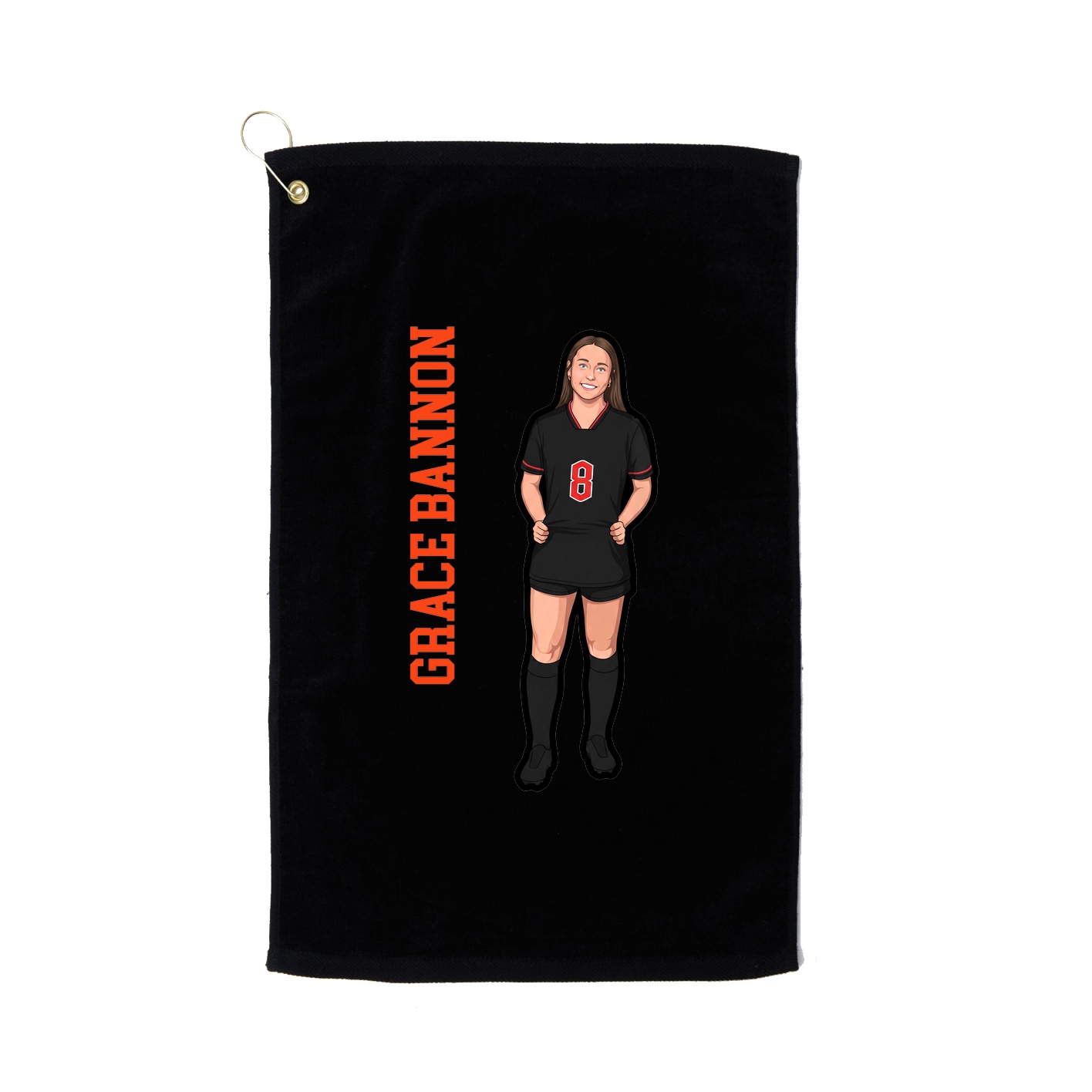 Golf Towel — Name Vertical in Black