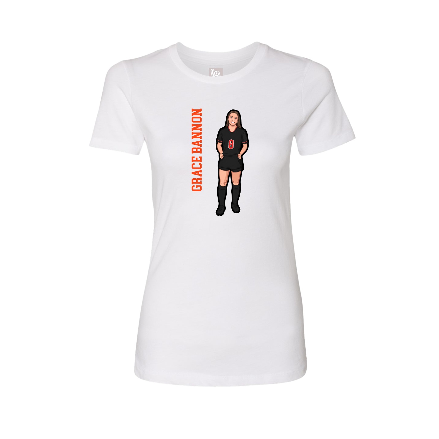 Fitted Women's Tee — Name Vertical in White